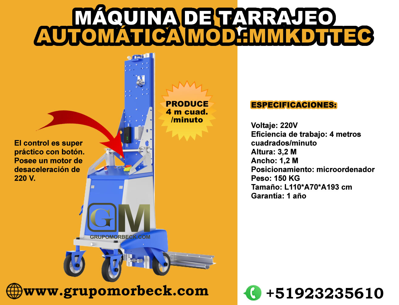 Máquina para Tarrajear paredes.